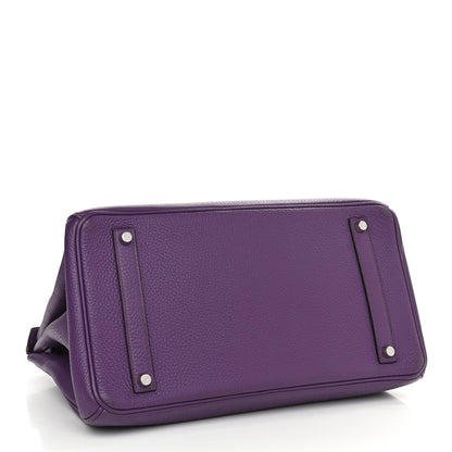 Hermes Taurillon Clemence Birkin 35 Ultraviolet 3 of 17