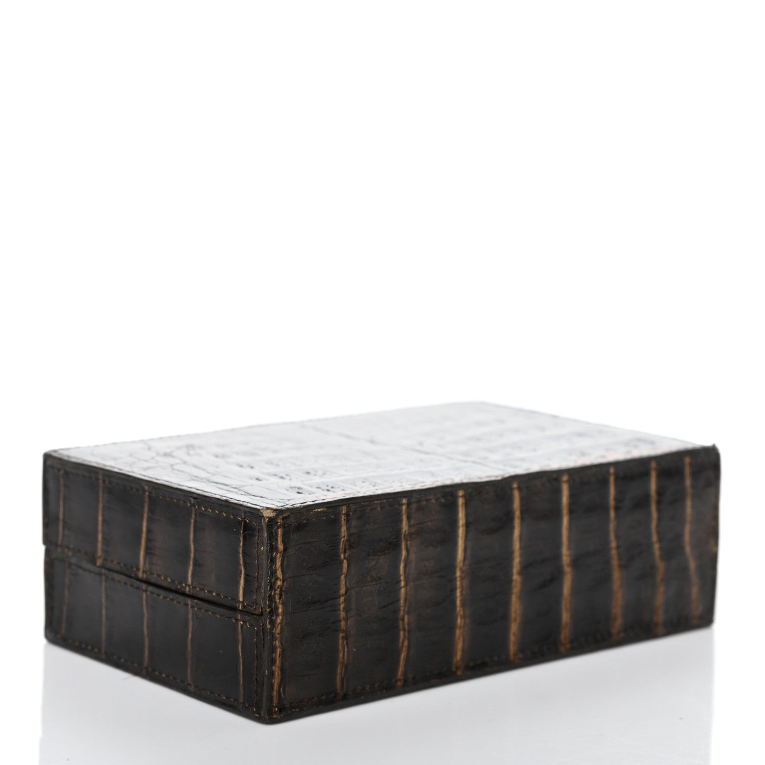 Nancy Gonzalez Crocodile Box Clutch Black Brown Gold 5 of 8
