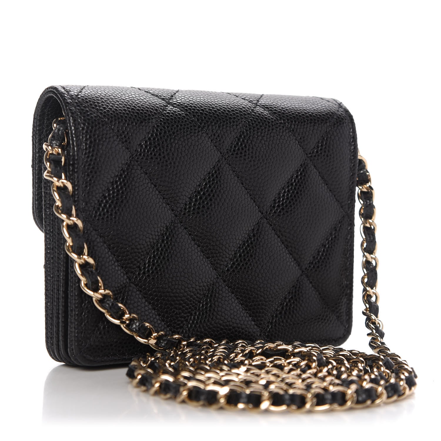 Chanel Caviar Quilted Flap Card Holder On Chain Black 3 of 11