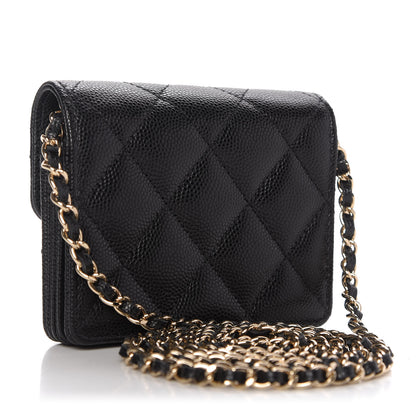Chanel Caviar Quilted Flap Card Holder On Chain Black 3 of 11