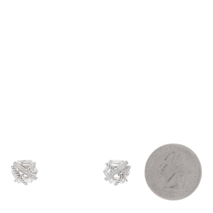 David Yurman Sterling Silver Diamond Crystal 10mm Cable Wrap Earrings 2 of 4