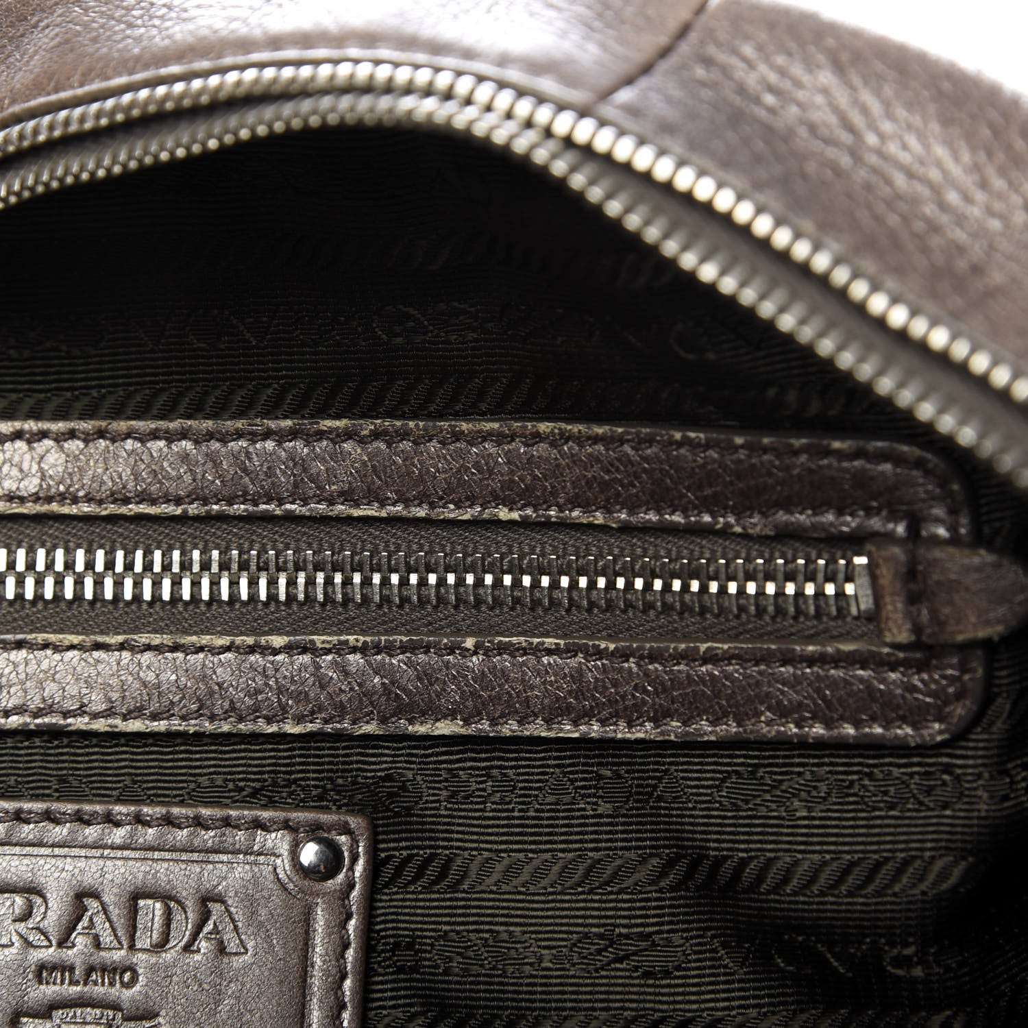 Prada Cervo Antik Bowler Front Pocket Tote Fumo 13 of 13