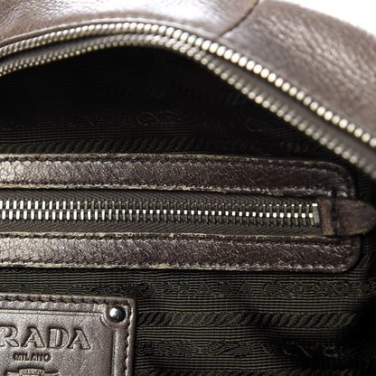 Prada Cervo Antik Bowler Front Pocket Tote Fumo 13 of 13