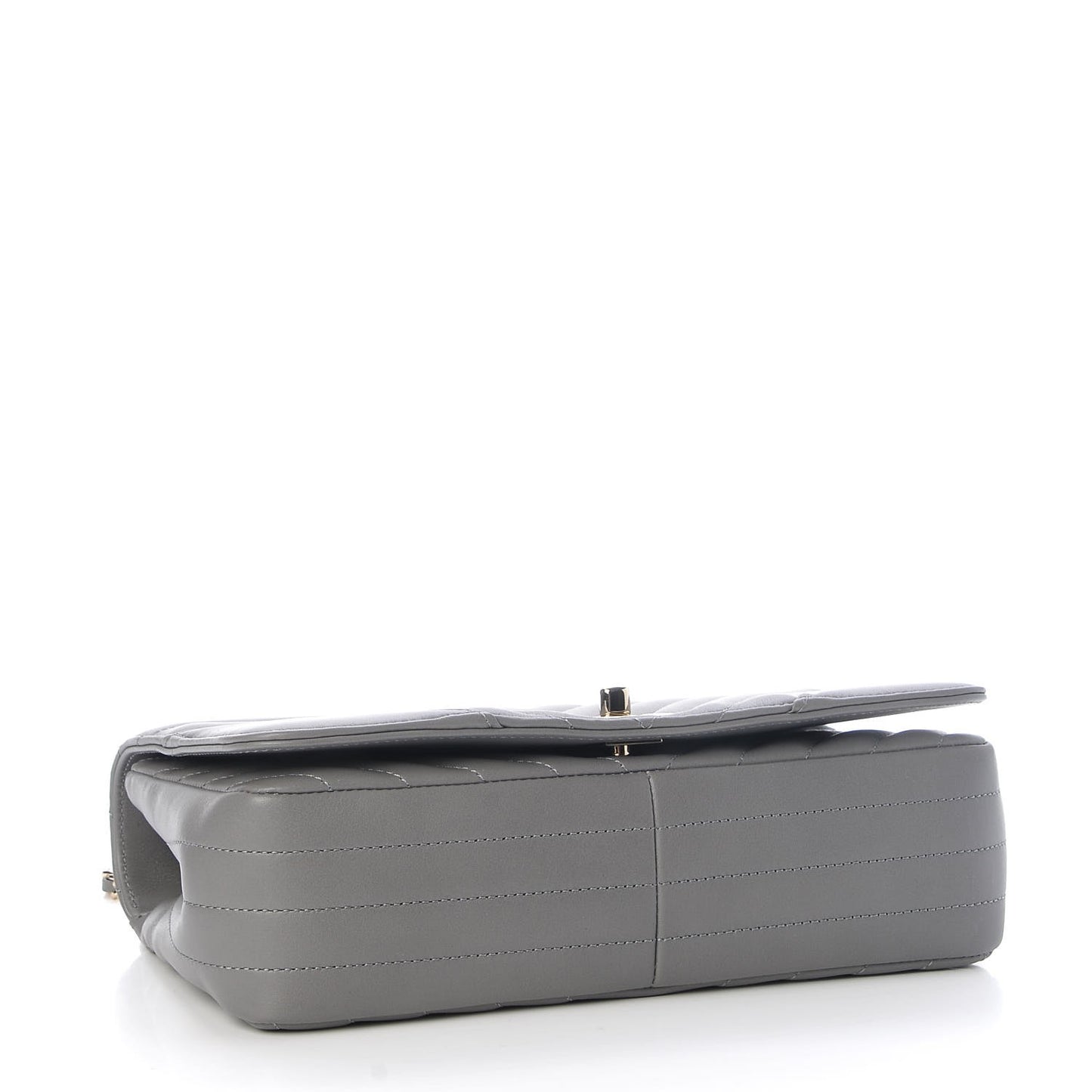 Calfskin Chevron Quilted Small Statement Flap Grey