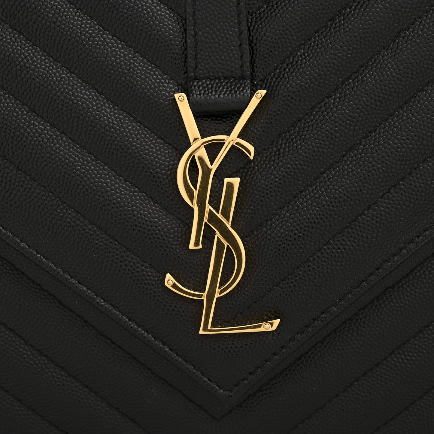 Grain De Poudre Matelasse Chevron Large Monogram Satchel Black