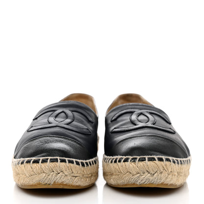 Chanel Lambskin CC Espadrilles 38 Navy Black 2 of 9
