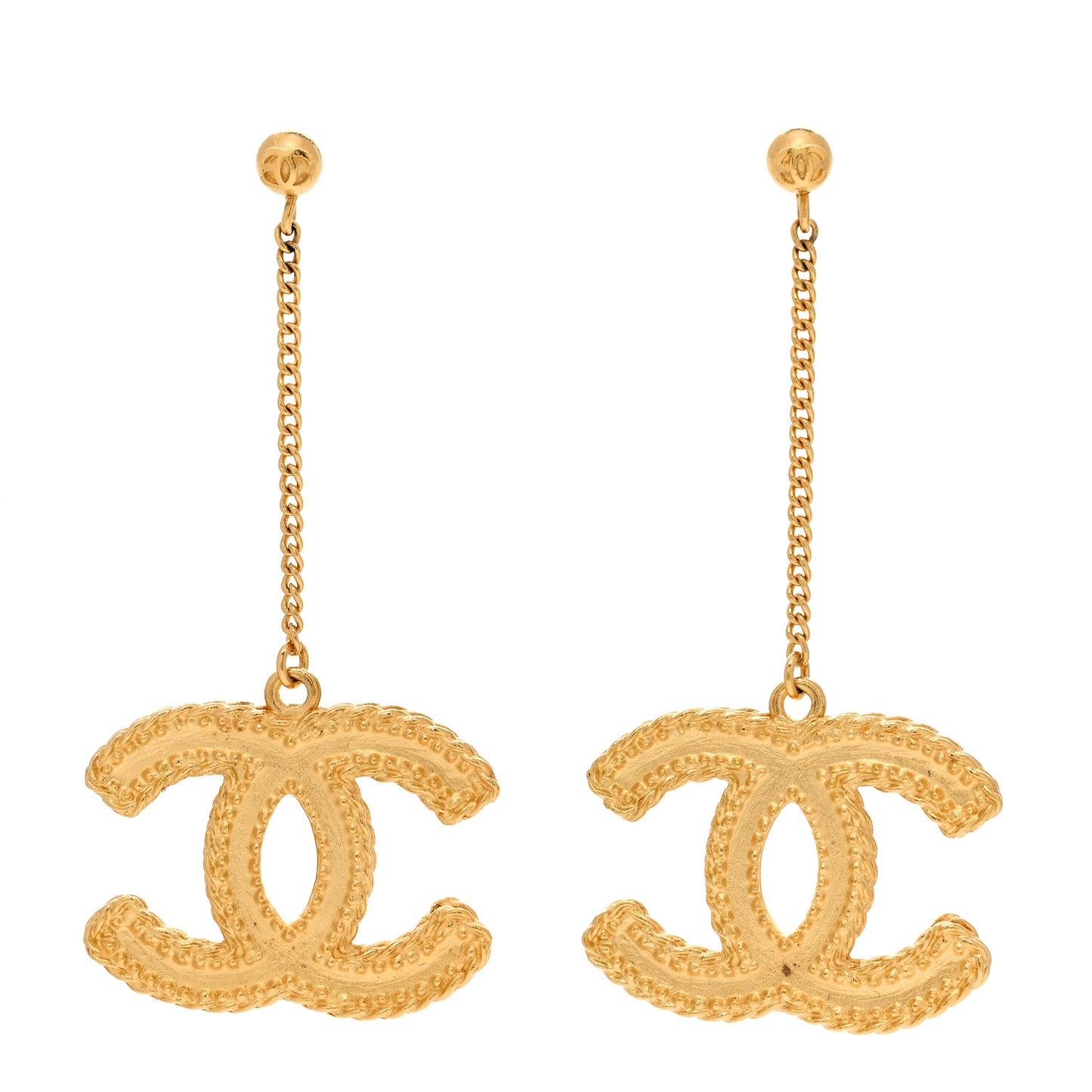 CC Drop Earrings Matte Gold