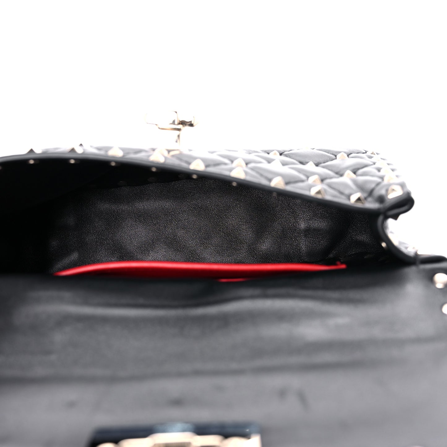 Lambskin Small Rockstud Spike Shoulder Bag Black