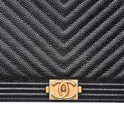 Chanel Caviar Chevron Quilted Boy Wallet On Chain WOC Black 11 of 13