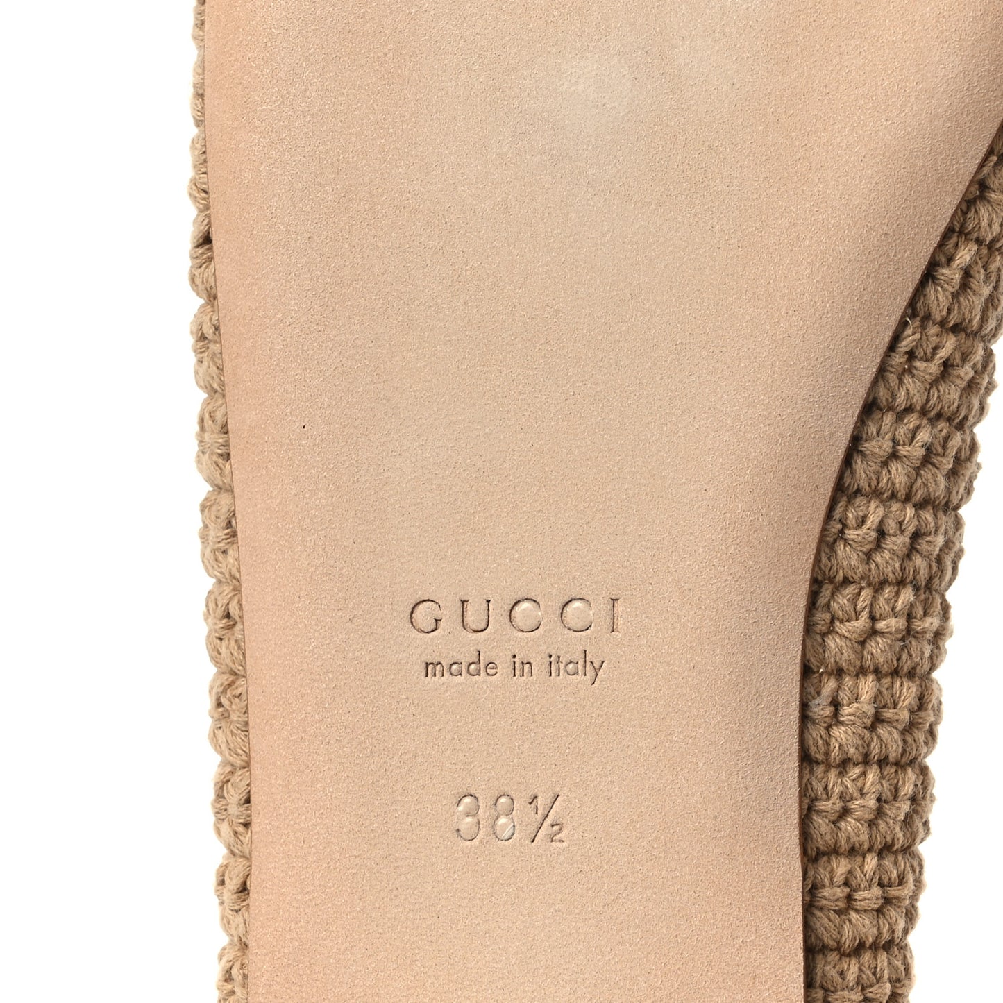 Cotton Crochet Nappa Camargue GG Ballerina Flats 38.5 Ecru Sand Storm