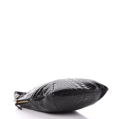 Saint Laurent Patent Crocodile Embossed Tribute Tote Black 4 of 16
