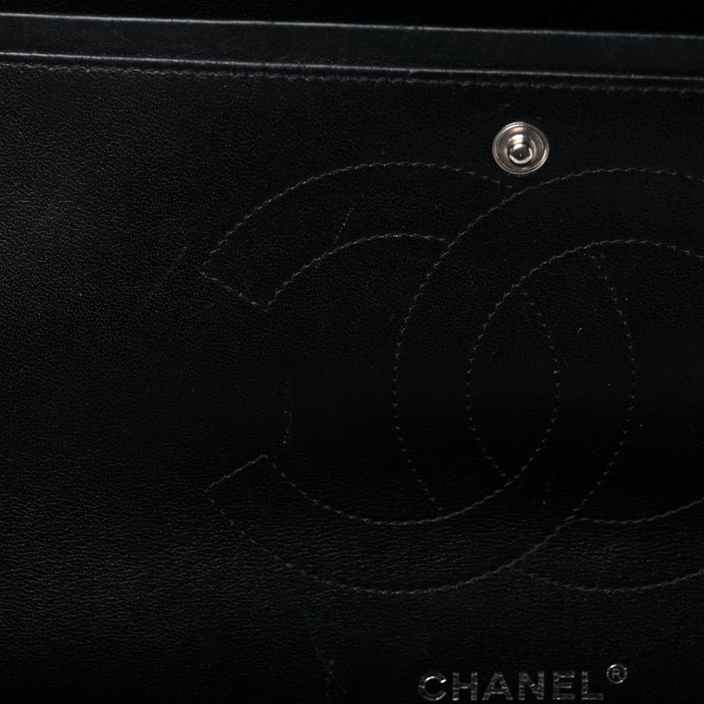 Patent Quilted Jumbo Double Flap Black
