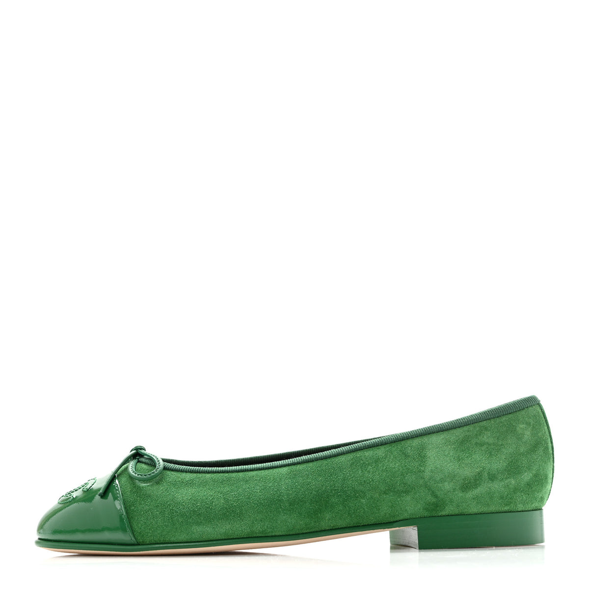 Suede Patent Cap Toe CC Ballerina Flats 36 Green