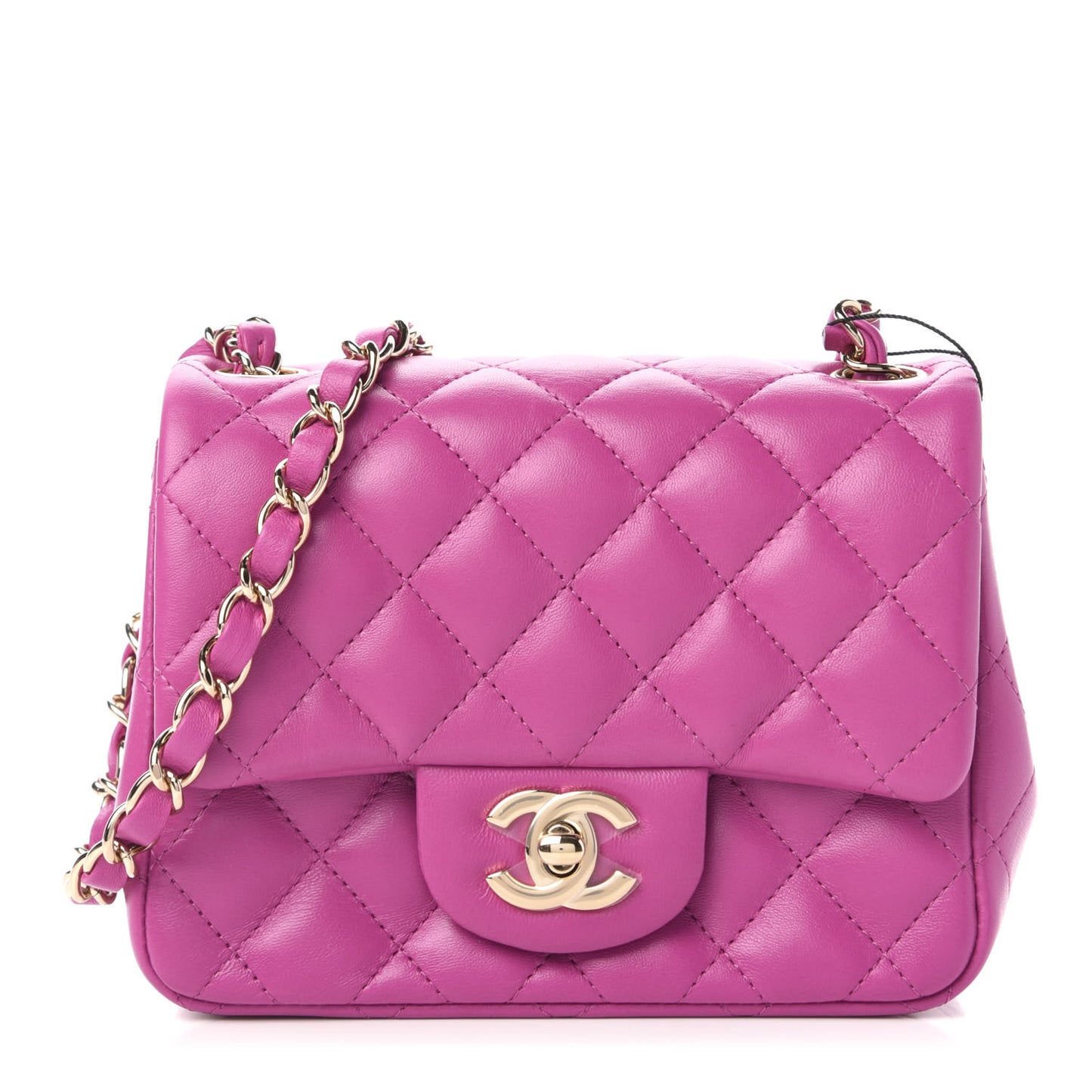 Lambskin Quilted Mini Square Flap Purple