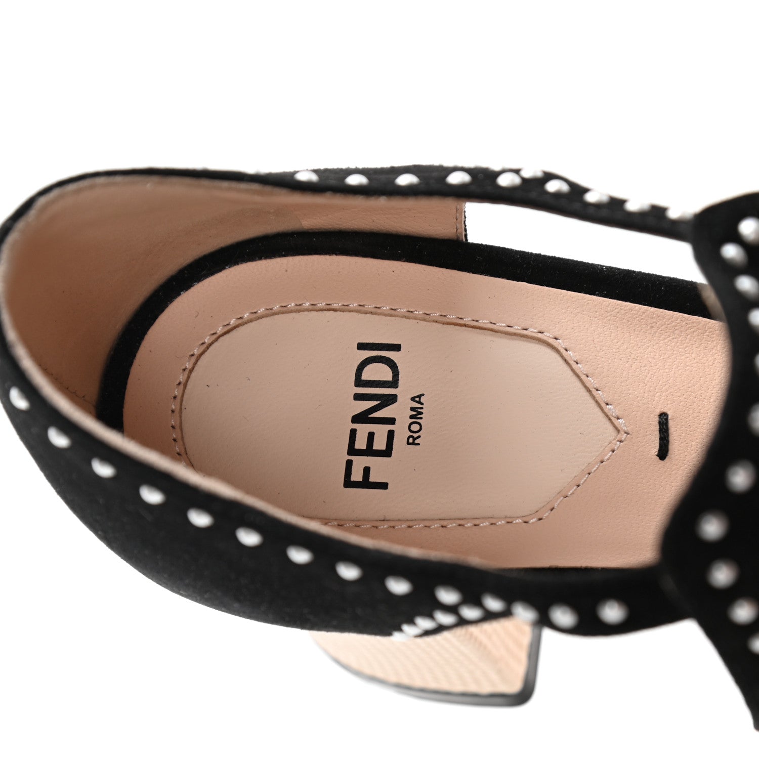 Fendi Suede Faux Lizard Pearl Embellished 36.5 Black 8 of 9
