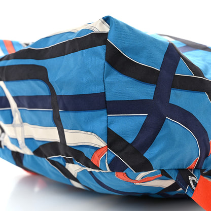 Hermes Silk Barenia Cavalcadour Airsilk Backpack Bleu Zanzibar Orange Poppy Fauve 8 of 8