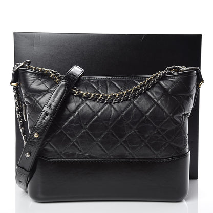 Chanel Aged Calfskin Quilted Medium Gabrielle Hobo Black 3 of 10