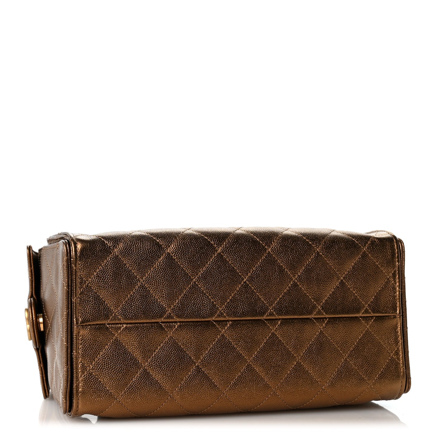 Metallic Caviar Quilted Small Chanel 25 Handbag Gold