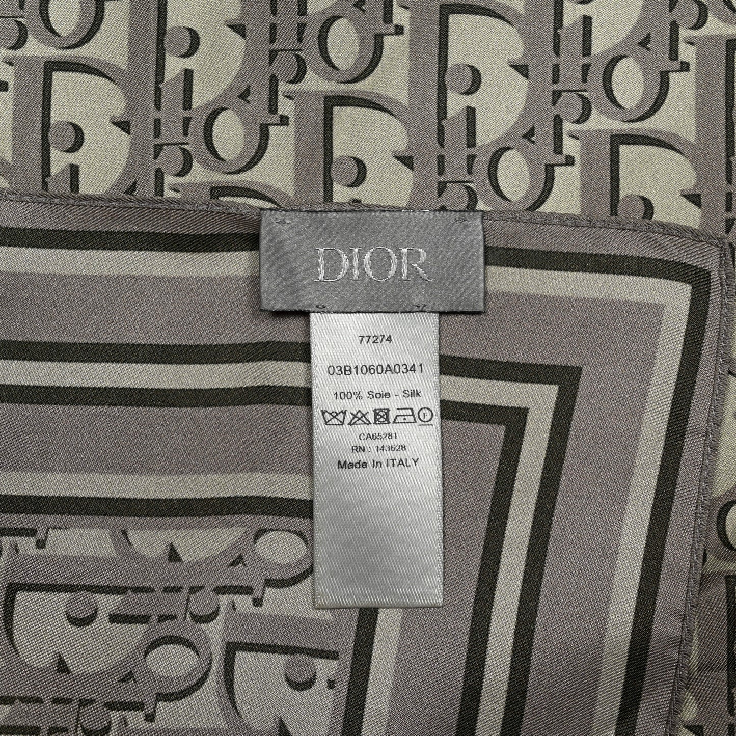 Silk Oblique Bandana Scarf Warm Taupe Beige Black