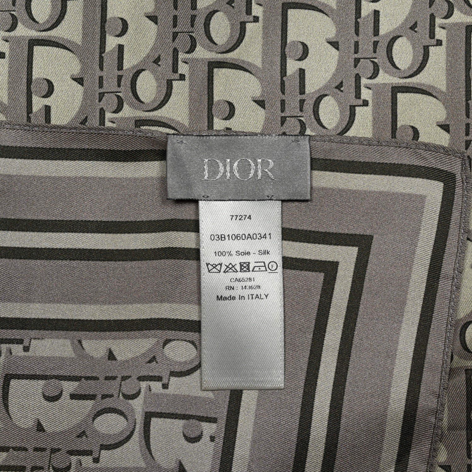 Christian Dior Silk Oblique Bandana Scarf Warm Taupe Beige Black 3 of 3