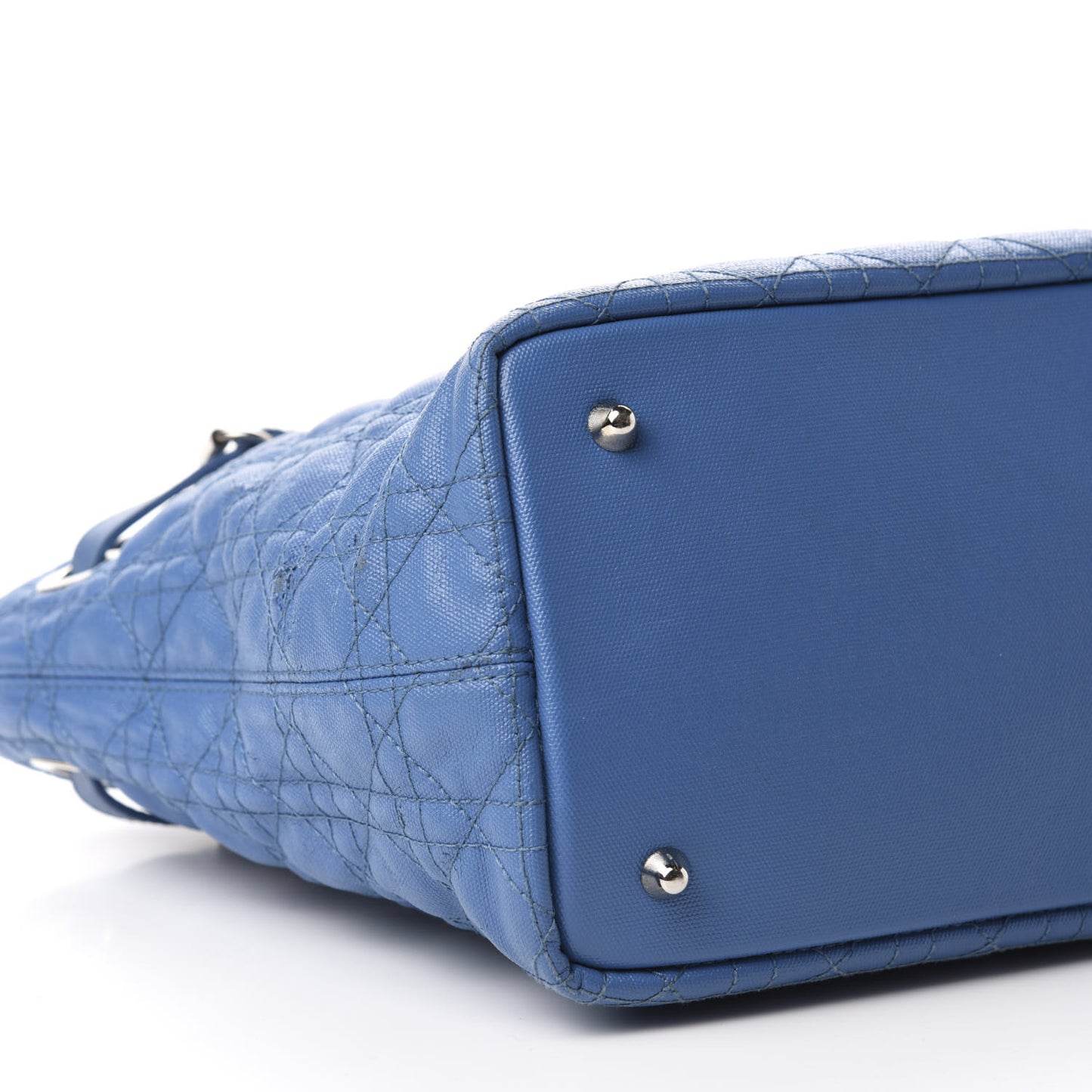 Coated Canvas Cannage Small Panarea Tote Cobalt Blue