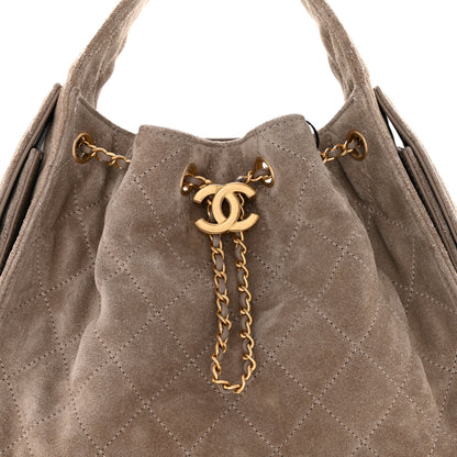 Chanel Suede Quilted Small Chanel 25 Handbag Dark Grey 8 of 11