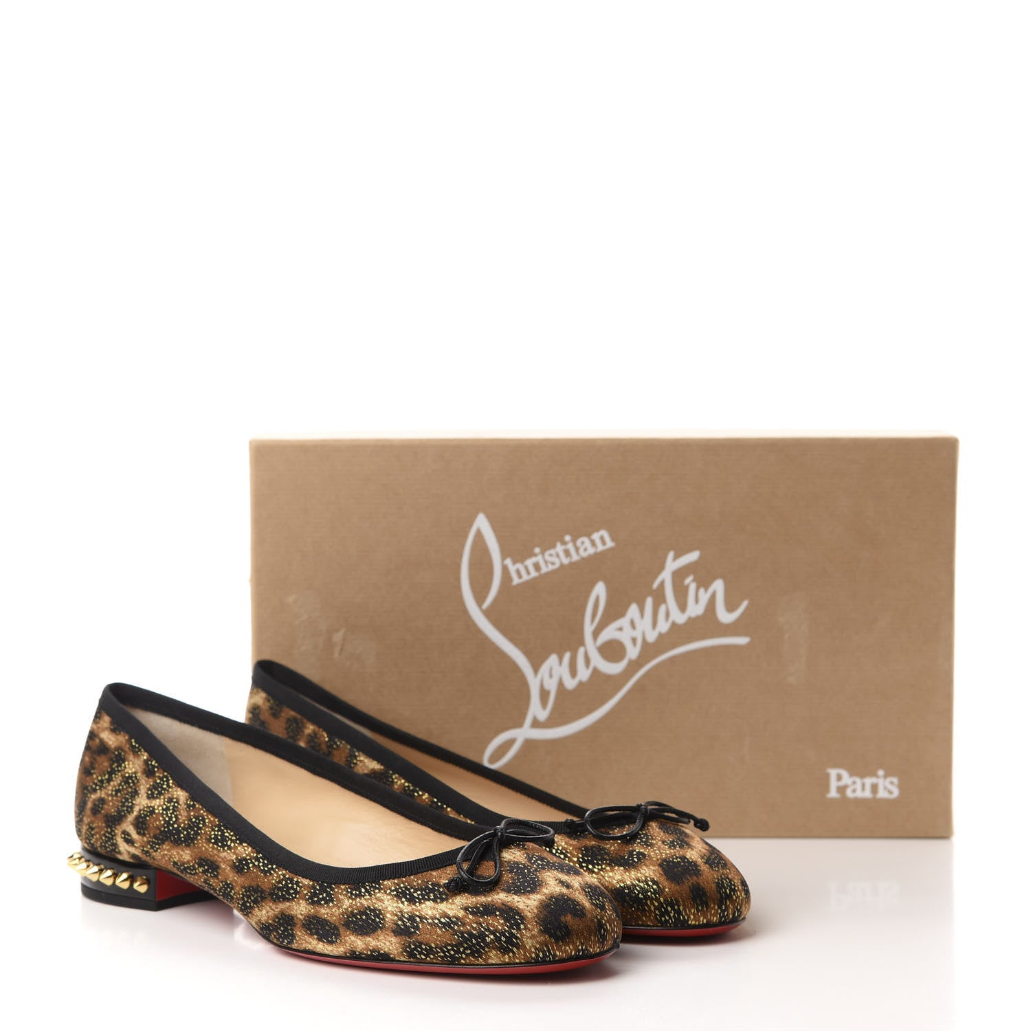 Christian Louboutin Lurex Leopard La Massine Flats 39 Black Gold 9 of 9