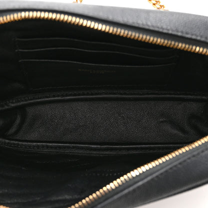Saint Laurent Grain De Poudre Matelasse Monogram Mini Lou Camera Bag Dark Smog 5 of 11