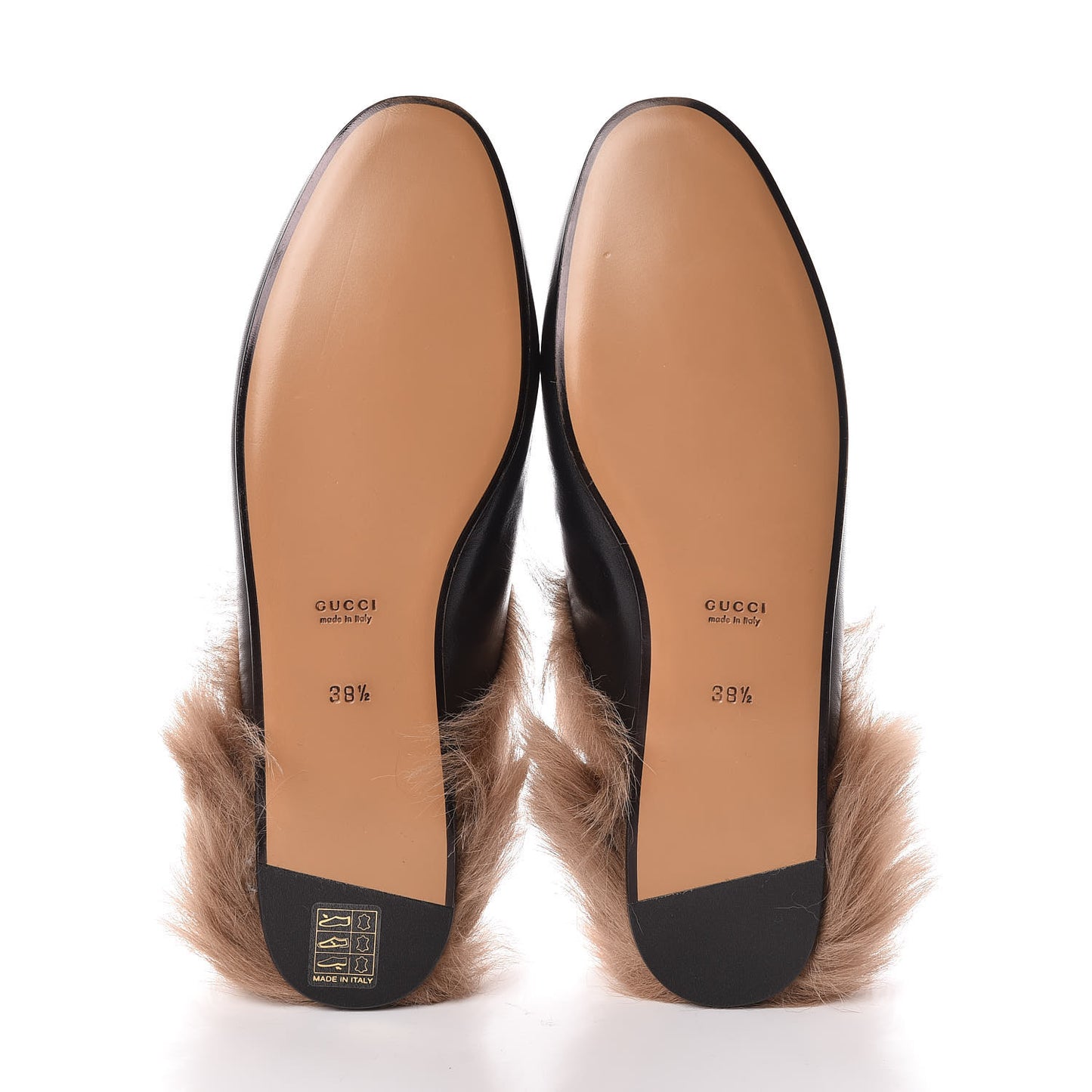 Calfskin Fur Womens Princetown Slippers 38.5 Black