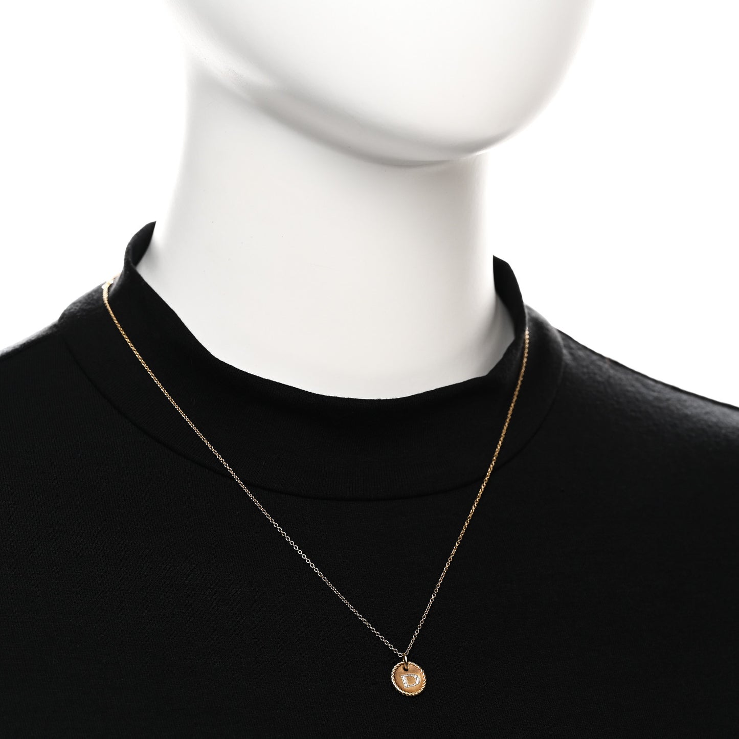 18K Yellow Gold Diamond Initial D Charm Necklace