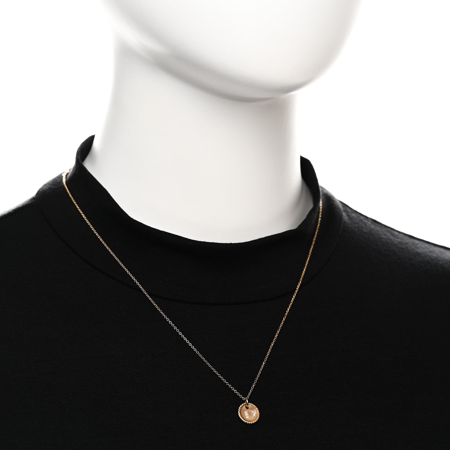 David Yurman 18K Yellow Gold Diamond Initial D Charm Necklace 2 of 7