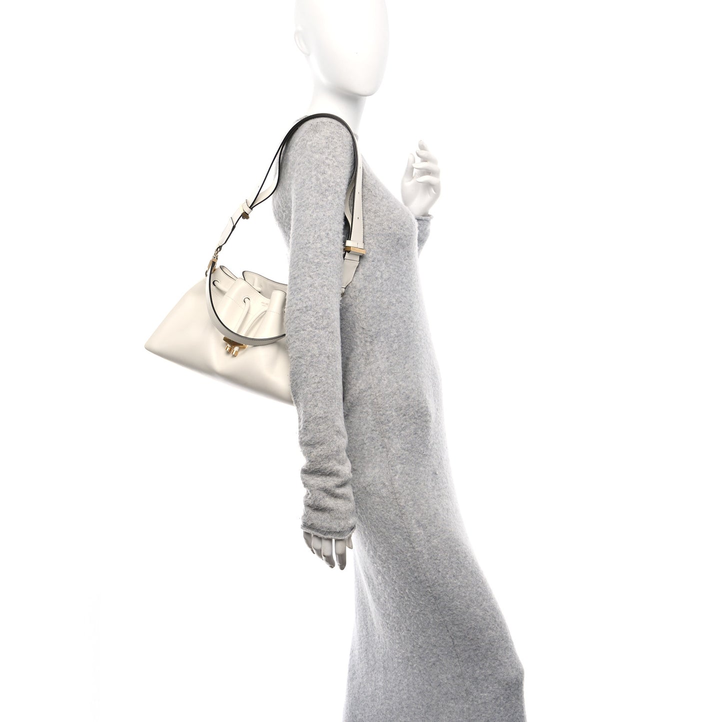 Soft Shiny Calfskin Bon Bon East West Bucket Bag Latte