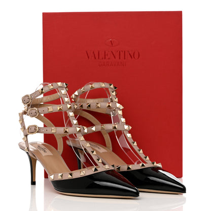 Valentino Garavani Patent Nappa Rockstud Ankle Strap 65mm Pumps 40 Black Poudre 9 of 9