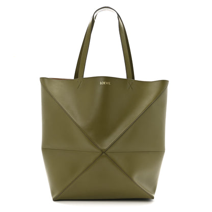 Loewe Shiny Calfskin Large Puzzle Fold Tote Dark Khaki Green 1 of 10