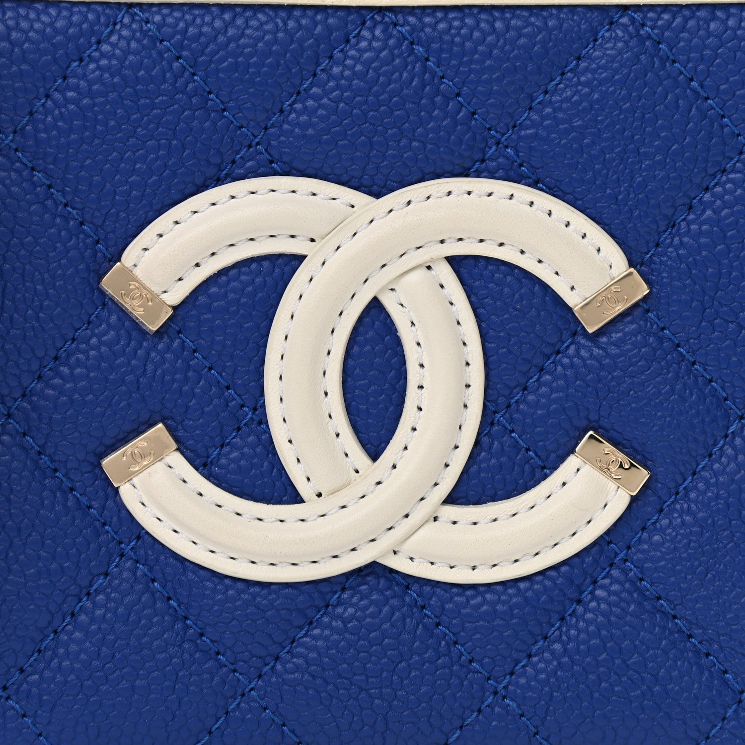 Chanel Caviar Quilted Small CC Filigree Vanity Case Blue White Red 8 of 10