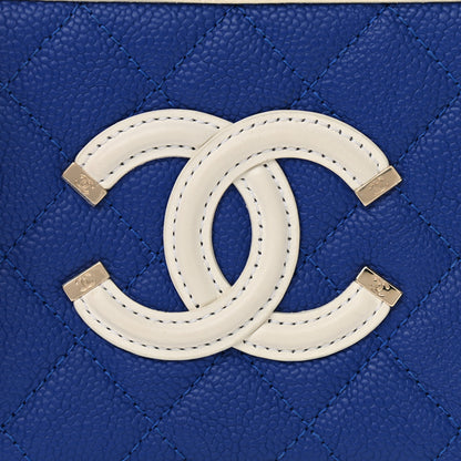 Chanel Caviar Quilted Small CC Filigree Vanity Case Blue White Red 8 of 10