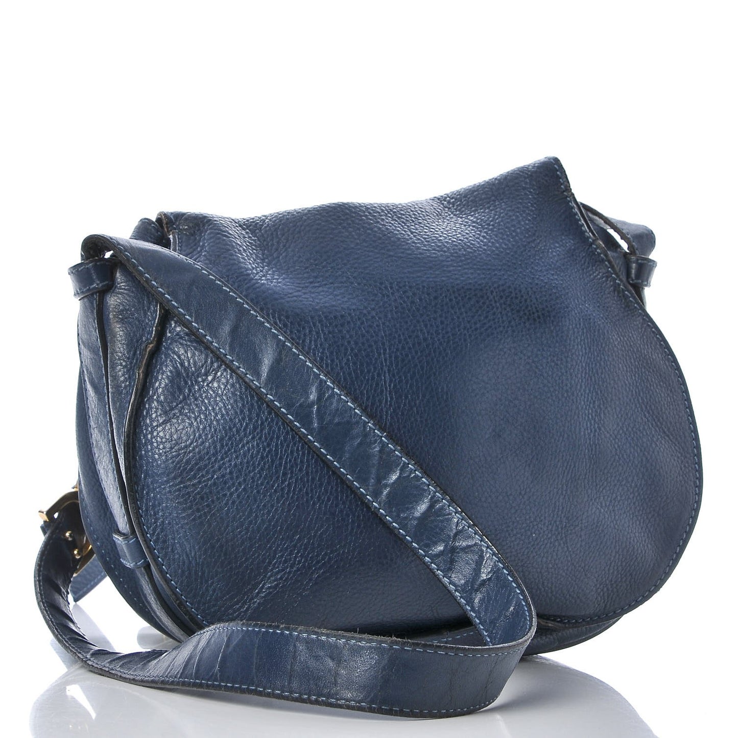 Calfskin Medium Marcie Round Crossbody Bag Navy
