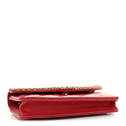 Chanel Patent Quilted Chain Around Heart Wallet On Chain WOC Red 4 of 15