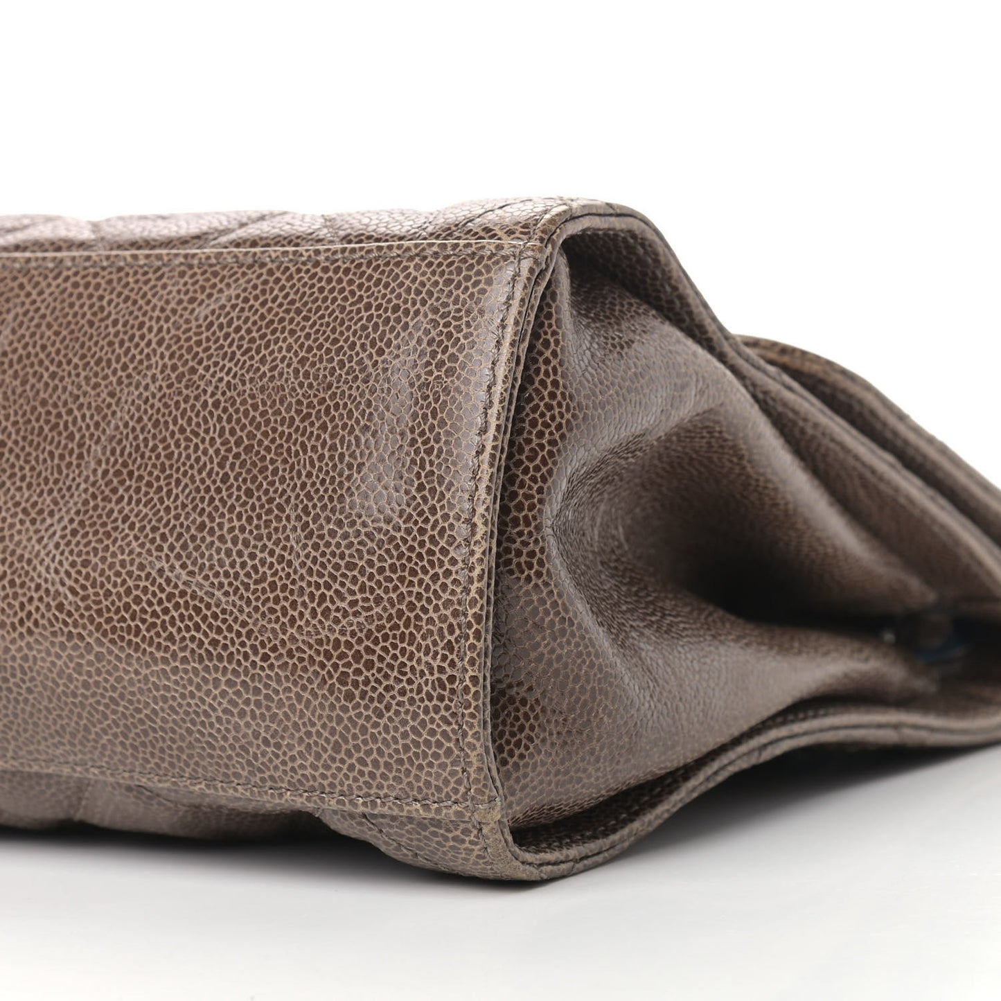 Crumpled Grained Calfskin Jumbo CC Crave Flap Beige