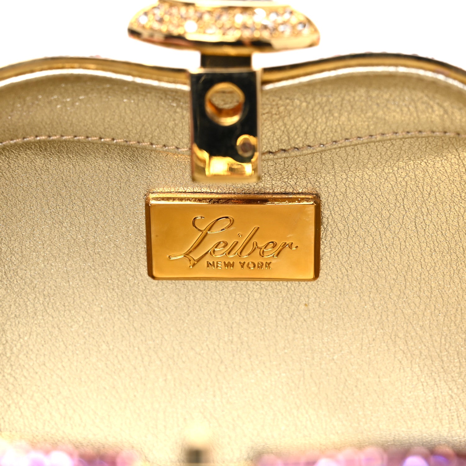 Judith Leiber Swarovski Crystal Minaudiere Clutch Pink Gold 5 of 8