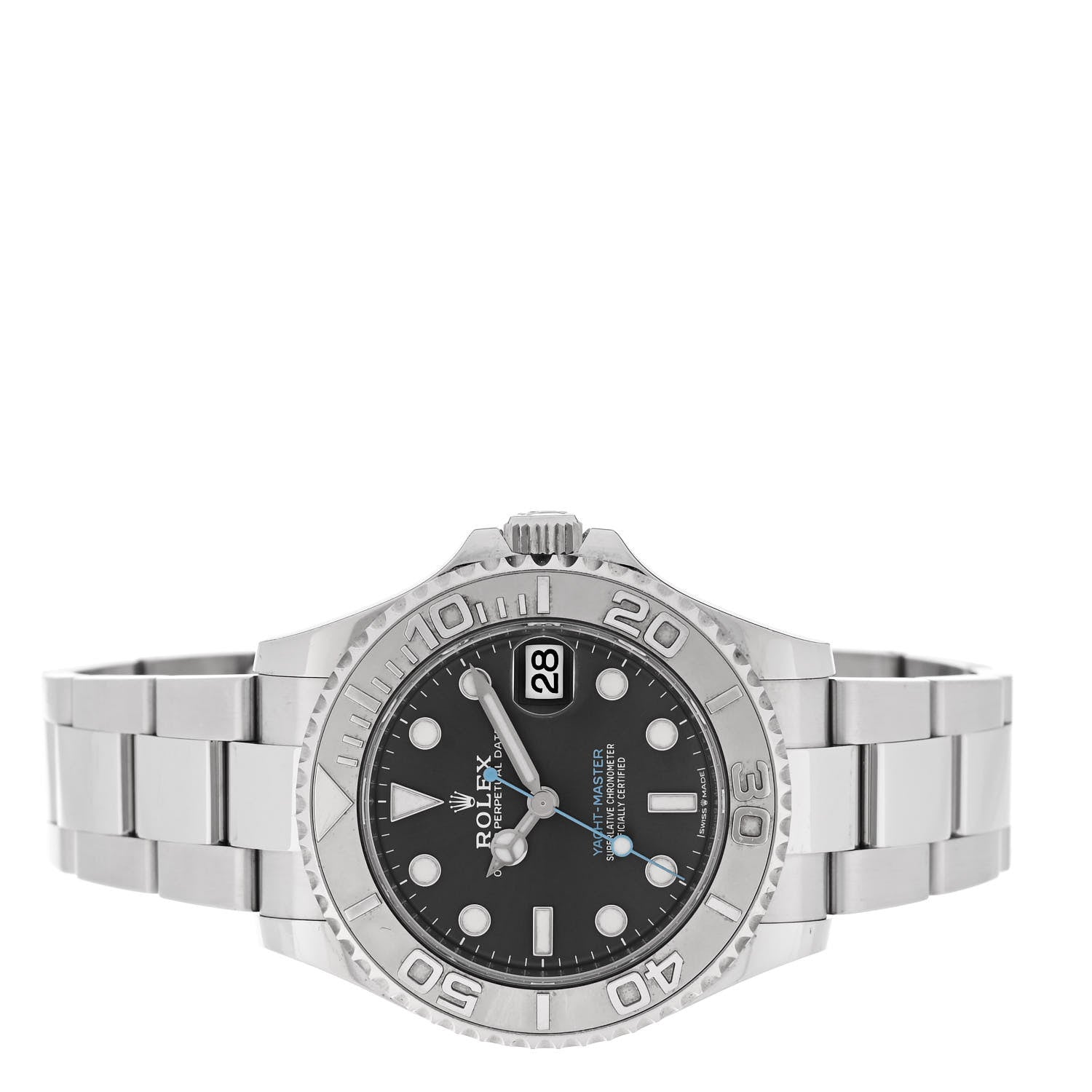 Rolex Stainless Steel Platinum 37mm Oyster Perpetual Date Yacht-Master Watch Slate 268622 2 of 6