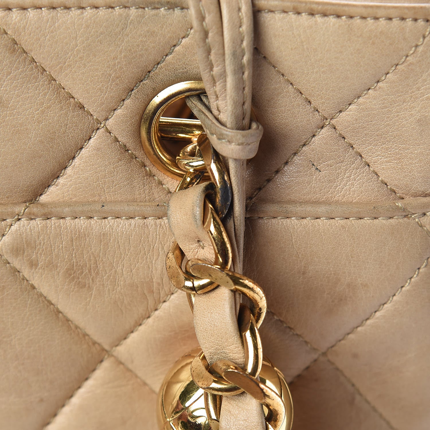 Chanel Lambskin Quilted Shopping Tote Beige 11 of 17