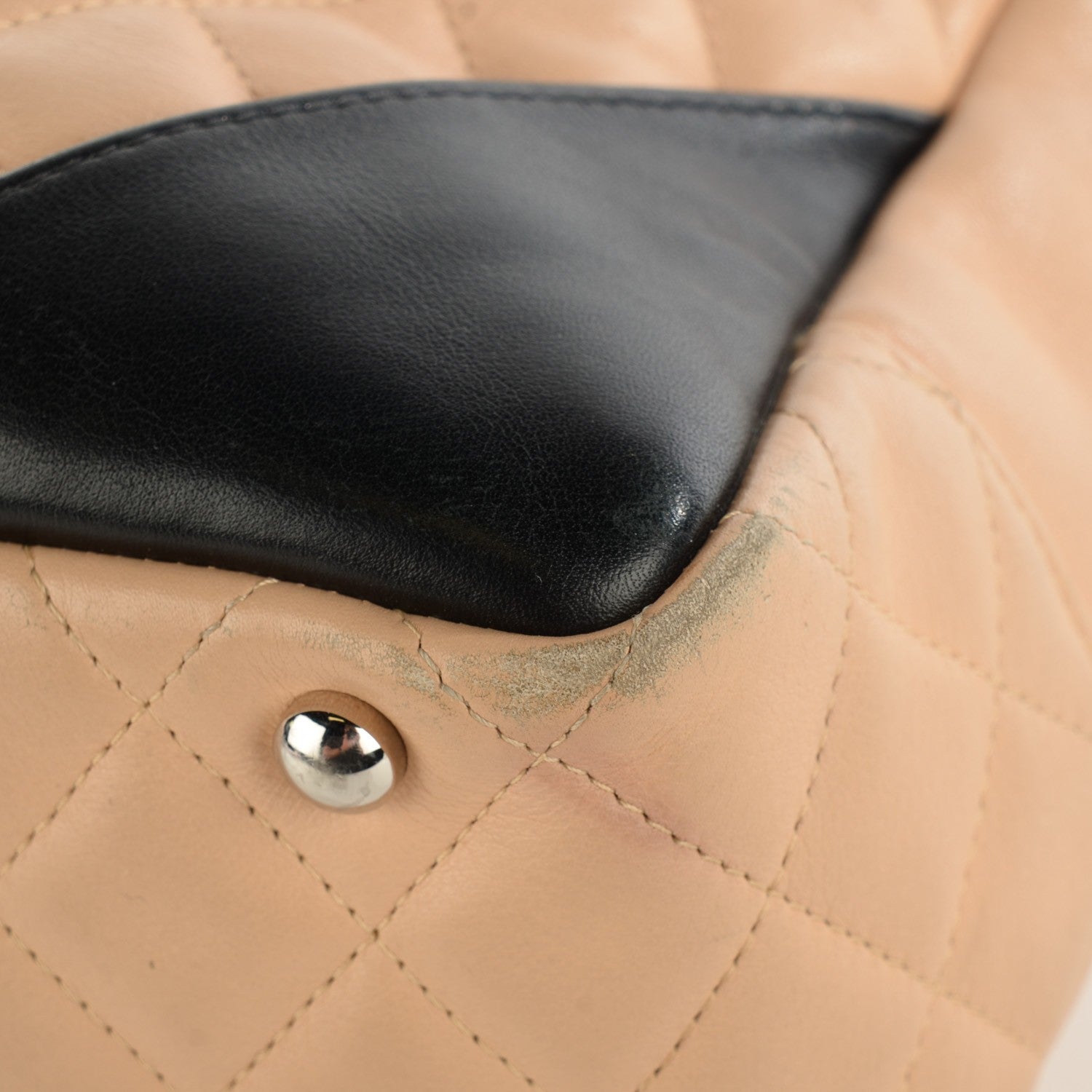 Chanel Calfskin Quilted Large Cambon Bowler Beige Black 12 of 12