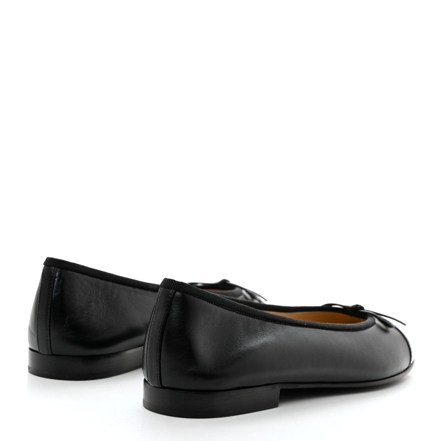 Chanel Lambskin Patent Cap Toe Ballerina Flats 38 Black 4 of 9