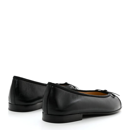 Chanel Lambskin Patent Cap Toe Ballerina Flats 38 Black 4 of 9