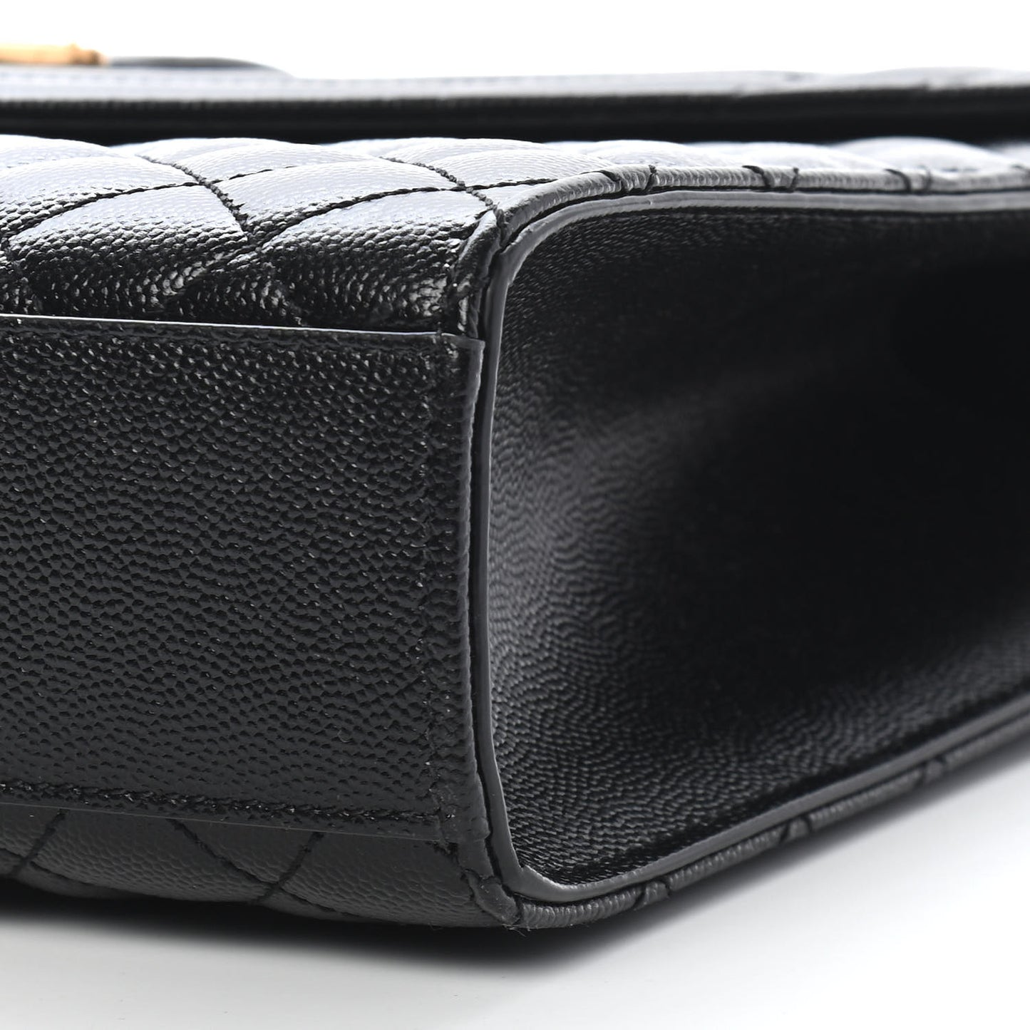 Grain De Poudre Textured Mixed Matelasse Large Triquilt Monogram Satchel Black