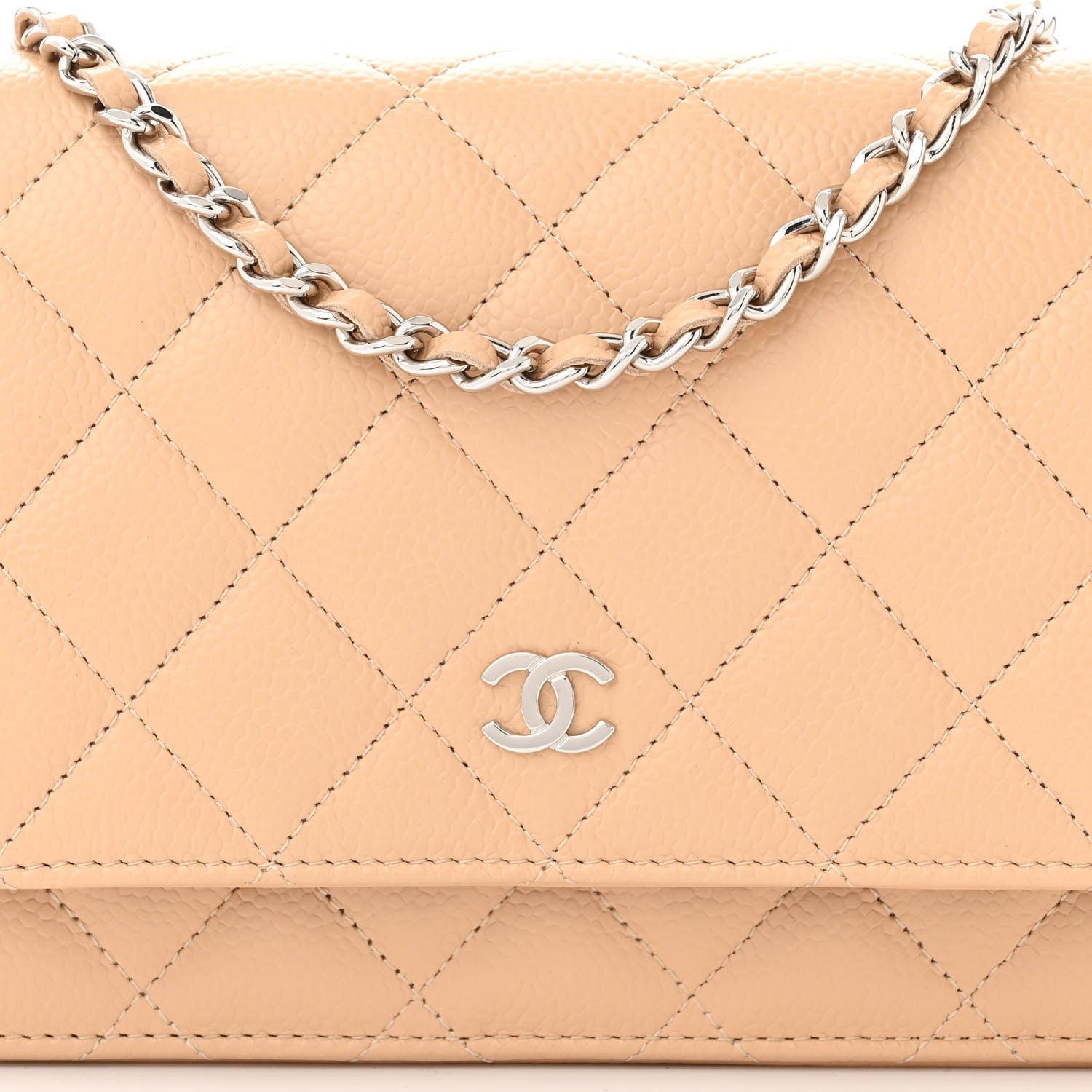 Chanel Caviar Quilted Wallet On Chain WOC Beige 9 of 11