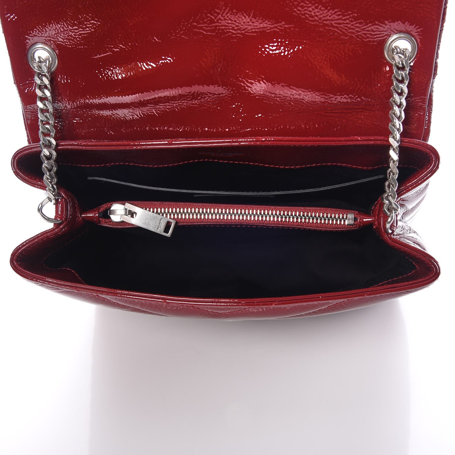 Saint Laurent Patent Y Quilted Monogram Small Loulou Chain Satchel Palissandre 5 of 7