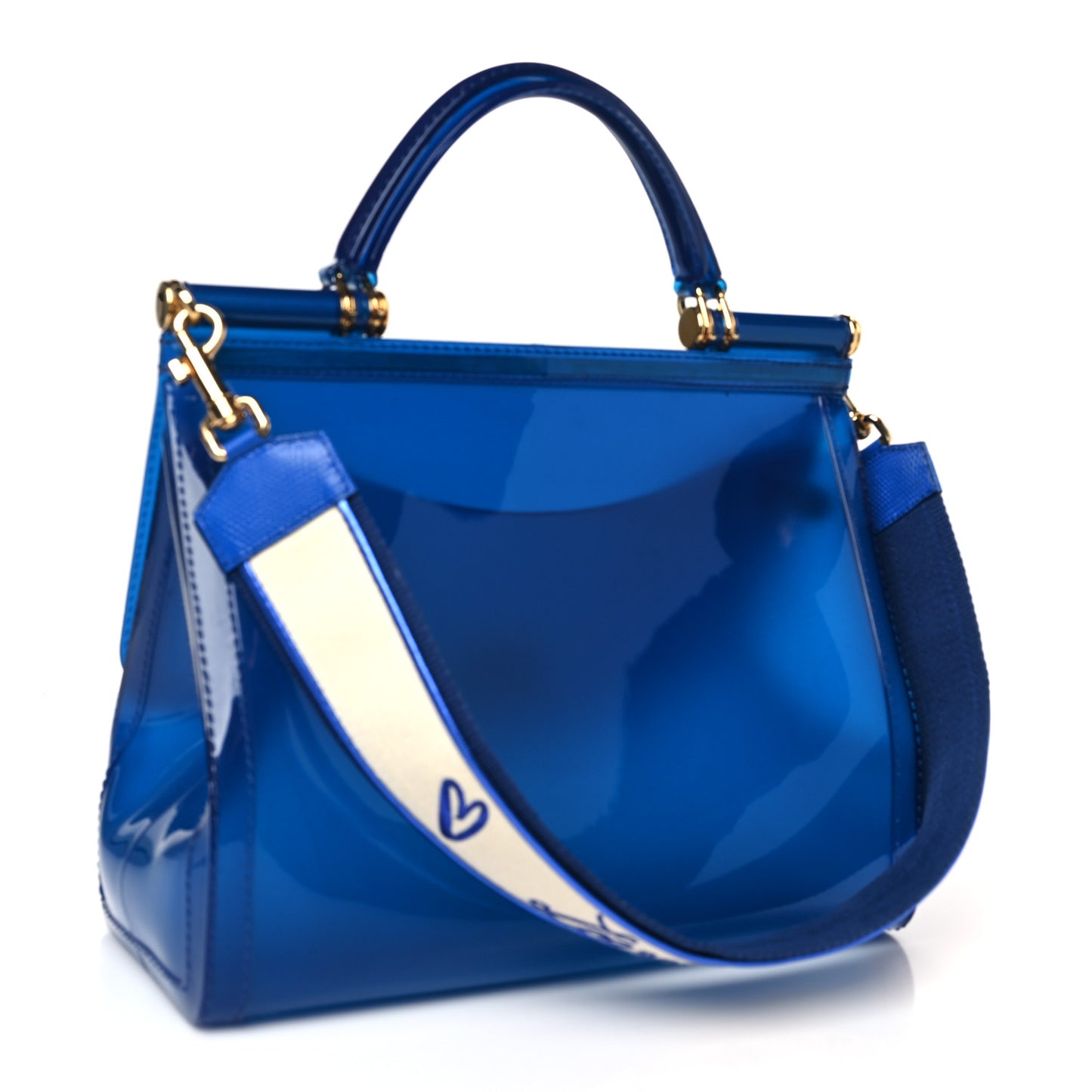 DOLCE &amp; GABBANA Rubber Semi Transparent Miss Sicily Satchel Blue