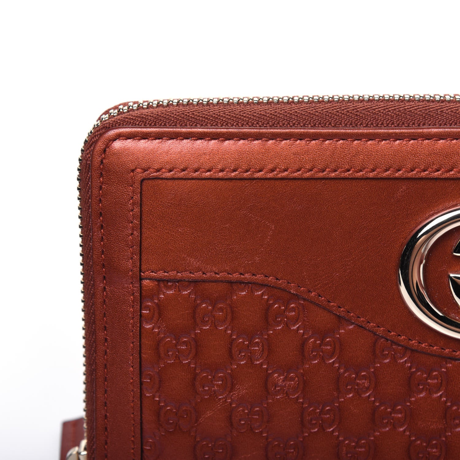 Gucci Metallic Microguccissima Sukey Zip Around Wallet Burnt Orange 13 of 17